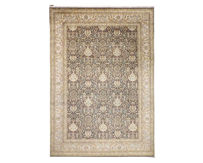 Fine Persian Haji Jalili hand-knotted wool rug in Brown & Beige, full view