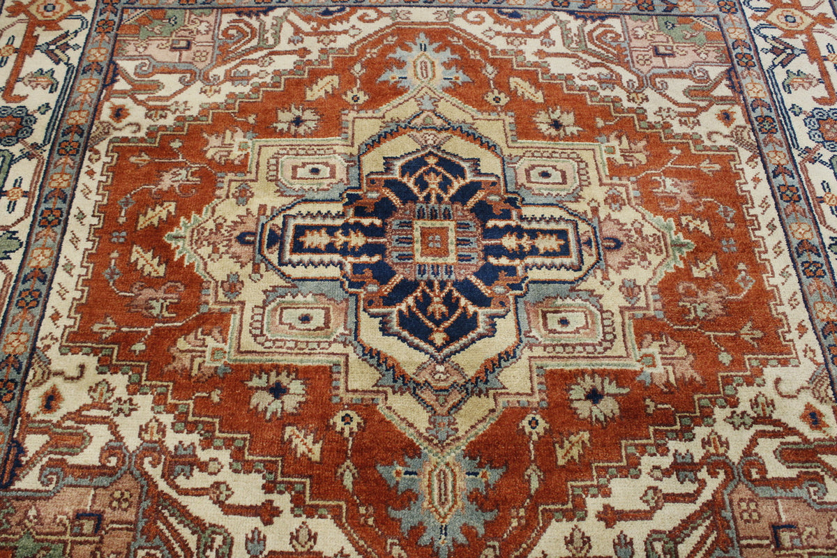Back of Tribal Indo Heriz hand-knotted rug