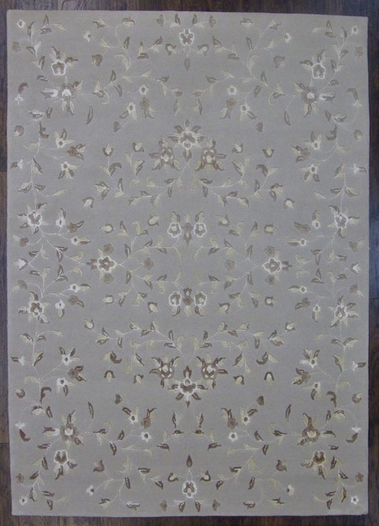 Modern Tibetan Flower Design High Low 6'0"x9'0" Hand-knotted Rug -w728