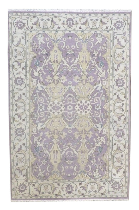 Turk Oushak Vege Dye White Wash Hand knotted Rug 5'10" x 9'0" -  W11173