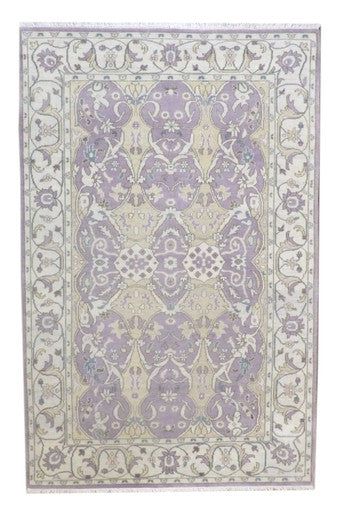 Turk Oushak Vege Dye White Wash Hand knotted Rug 5'10" x 9'0" -  W11173
