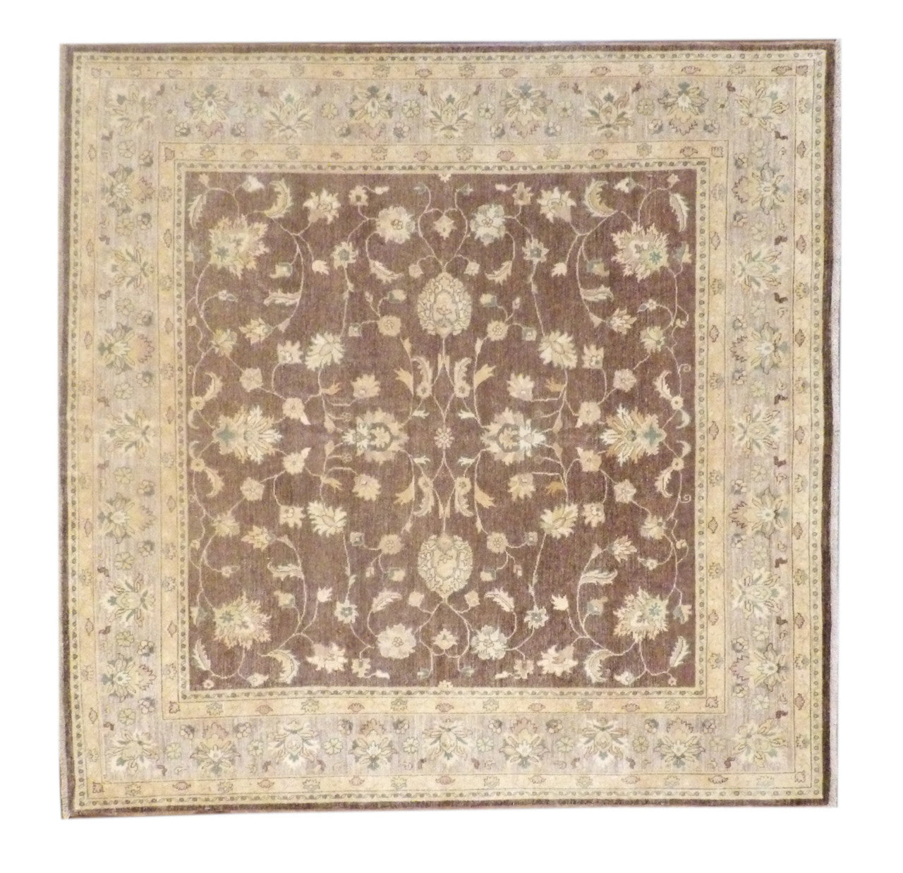 Oushak Chobie White Wash Hand knotted Rug 8x8 - W923