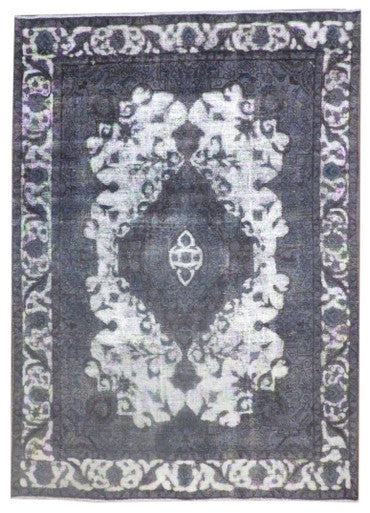 Overdye Vintage Persian Rug Shaved White Wash 7'10"x10'0" Hand-knotted Rug -w1003
