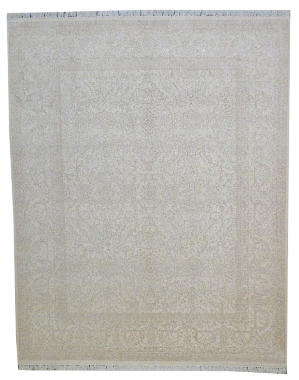 Ivory 8'0" x 10'0" Fine Persian Farhan Hand knotted Wool/Silk Rug - Sku: w1004
