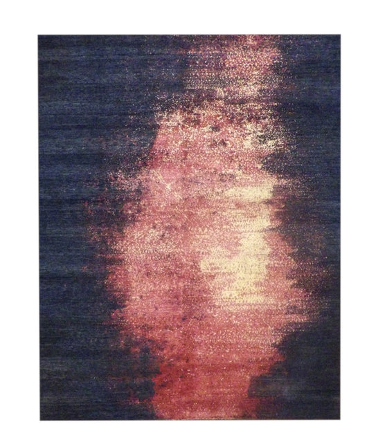 Modern Abstract Night Fire Design 8'0"x10'0" Hand-knotted Rug -w11180