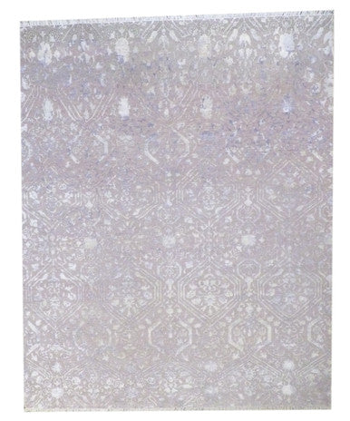 Transitional Ikat Design Carved High Low 8'0"x10'0" Hand-knotted Rug -w11158