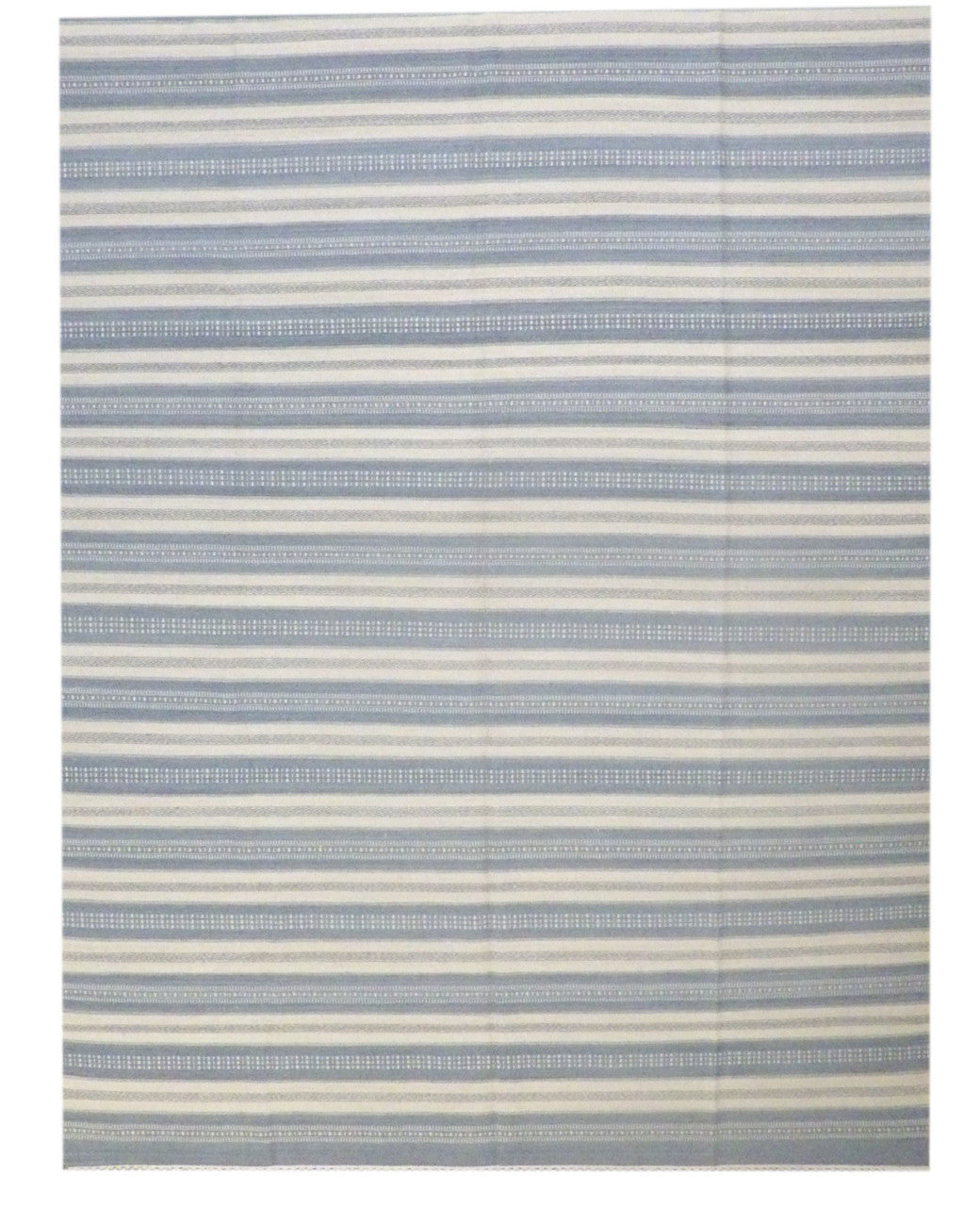 Blue 9'0" x 12'0" Coastal Flat Weave Indoor/Outdoor Beach Hand knotted Wool Rug - Sku: w1074