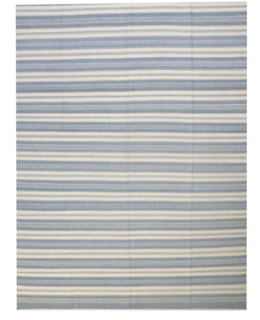 Coastal Flat-Weave Indoor/Outdoor Beach Rug 9'0"x12'0" Hand-knotted Rug -w1074