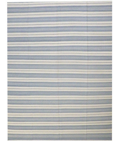 Coastal Flat-Weave Indoor/Outdoor Beach Rug 9'0"x12'0" Hand-knotted Rug -w1074