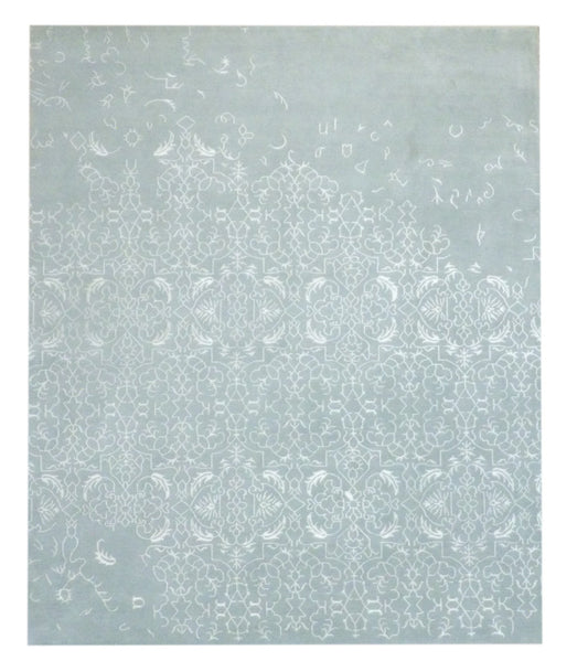 Transitional Abstract Broken Design 8'0"x10'0" Hand-knotted Rug -w1077
