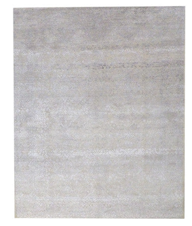 Transitional Abstract Silk Oxidized Damask Design 8'0"x10'0" Hand-knotted Rug -w1079