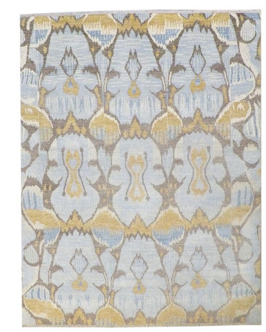 Transitional Ikat Design 8'0"x10'0" Hand-knotted Rug -w1081
