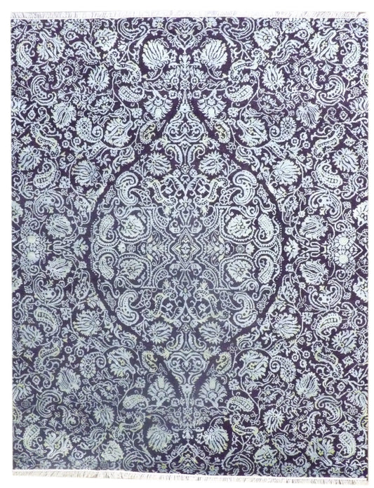Colorful Persian Design High-Low 8'0"x10'0" Hand-knotted Rug -w11178