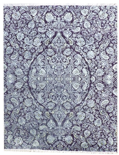 Colorful Persian Design High-Low 8'0"x10'0" Hand-knotted Rug -w11178