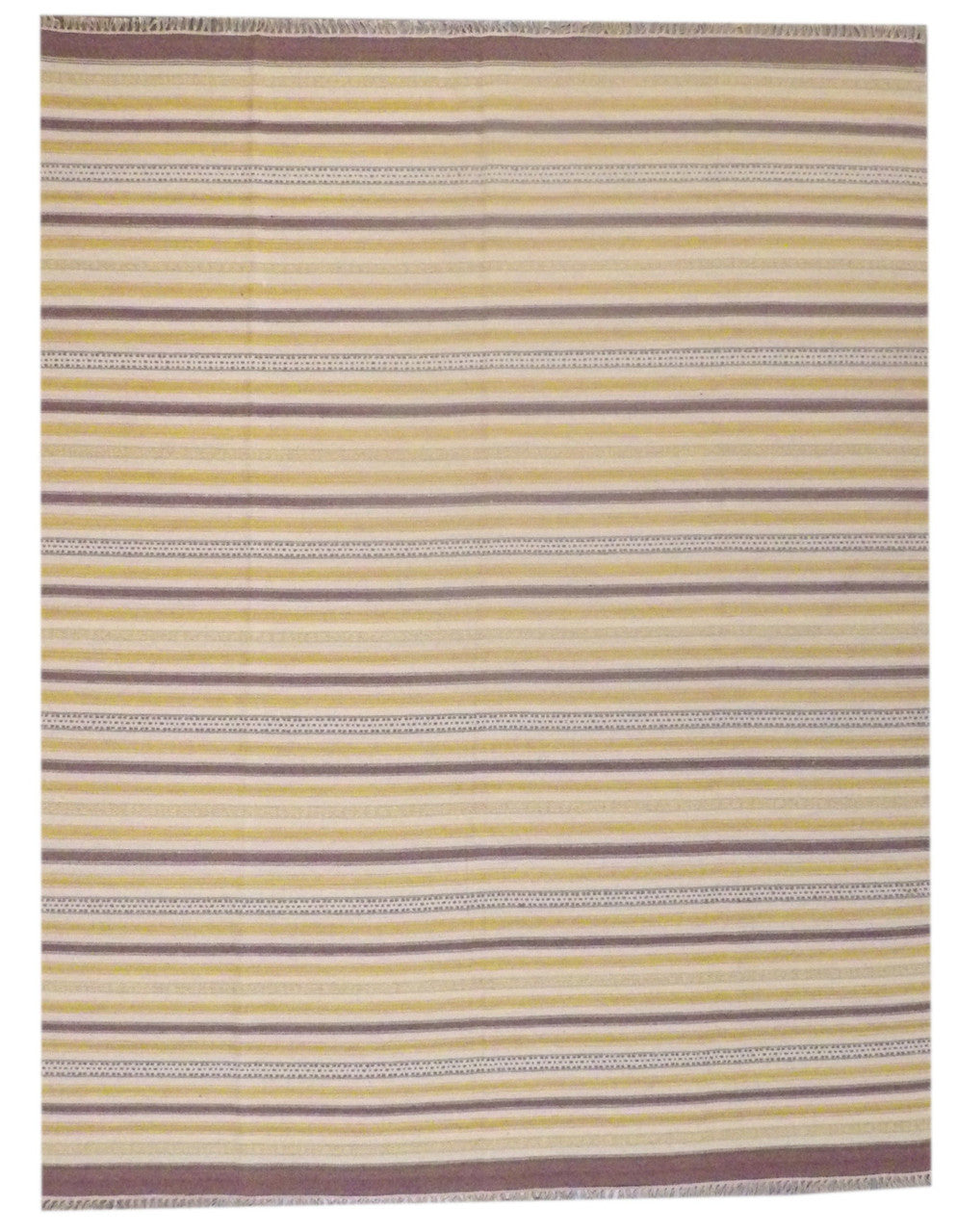 Brown 8'0" x 10'0" Coastal Flat Weave Indoor/Outdoor Hand knotted Wool Rug - Sku: w1082