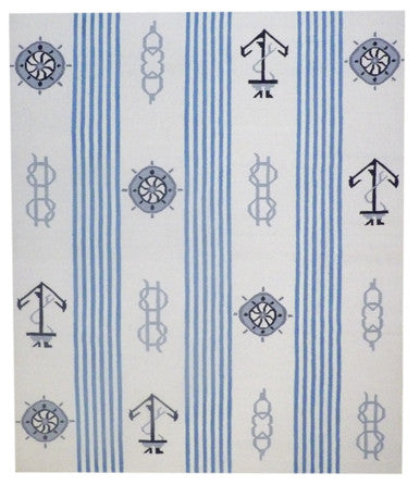 Coastal Flat-Weave Indoor/Outdoor Beach Rug 8'0''x10'0" Hand-knotted Rug -w1086