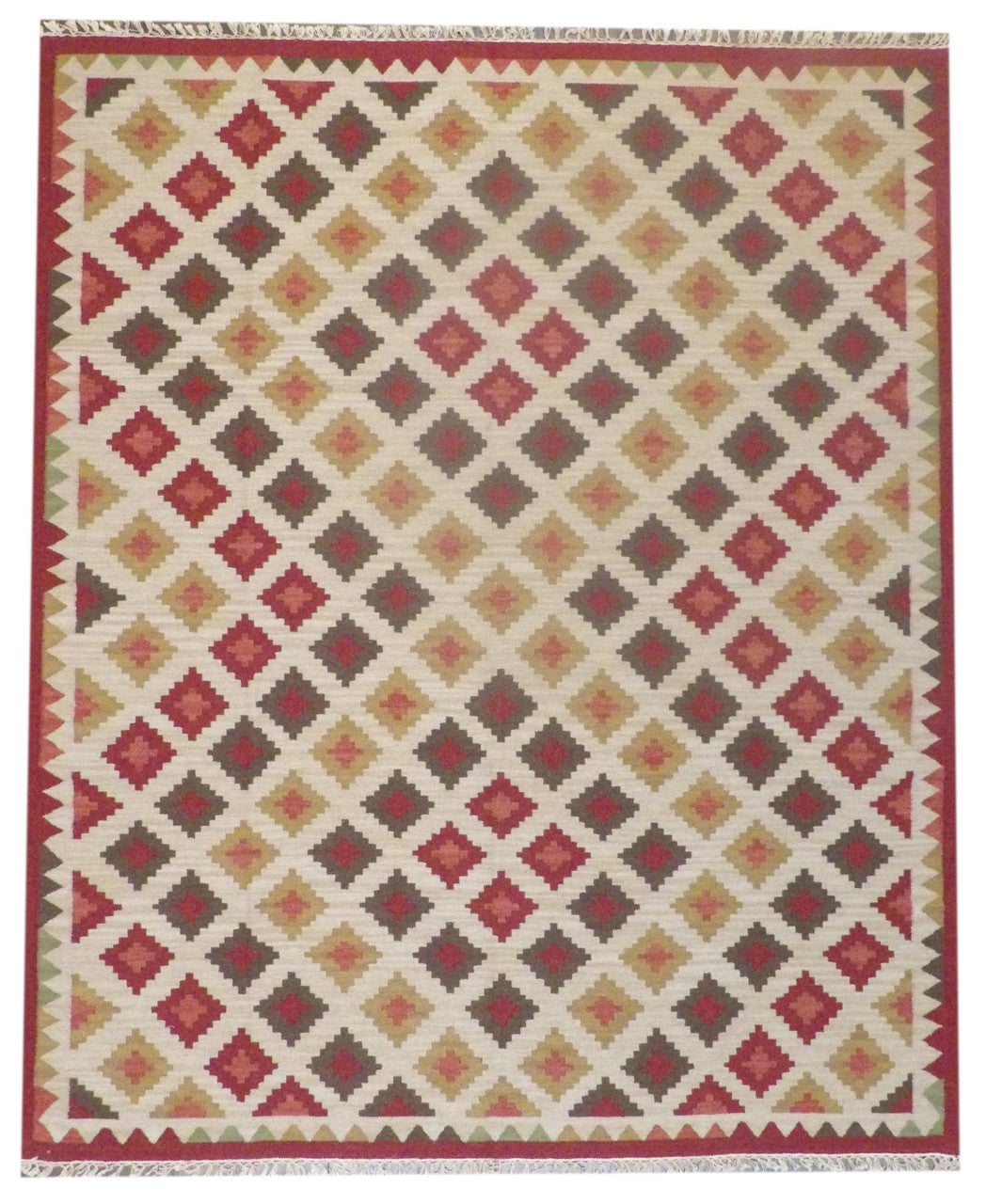 Gold 8'0" x 10'0" Coastal Flat Weave Indoor/Outdoor Beach Hand knotted Wool Rug - Sku: w1095