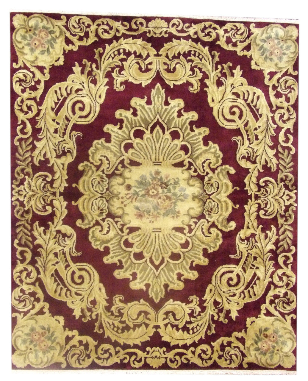 Gold 8'0" x 10'0" European Abusson Design High Pile Hand knotted Wool Rug - Sku: w1137