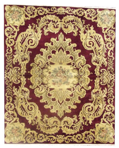European Abusson Design High Pile 8'0"x10'0" Hand-knotted Rug -w1137