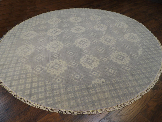 Fine Oushak Silver-Wash Hand knotted Wool Rug 11'9" x 11'9" - W11340