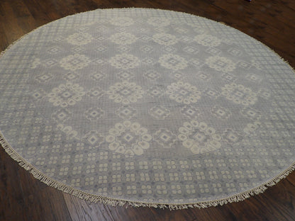 Fine Oushak Silver-Wash Hand knotted Wool Rug 11'9" x 11'9" - W11340