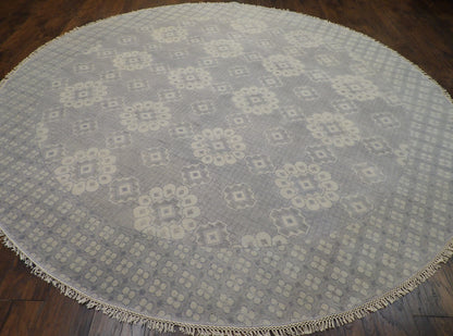 Fine Oushak Silver-Wash Hand knotted Wool Rug 11'9" x 11'9" - W11340