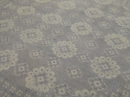 Fine Oushak Silver-Wash Hand knotted Wool Rug 11'9" x 11'9" - W11340