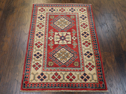 Tribal Super Kazak Natural-dye 2'0"x4'0" Hand-knotted Rug -w545