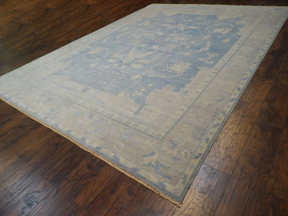 Fine Oushak White Wash Natural-dye 9'0"x12'0" Hand-knotted Rug -W11074