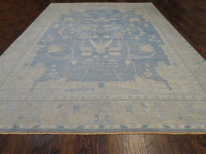 Fine Oushak White Wash Natural-dye 9'0"x12'0" Hand-knotted Rug -W11074