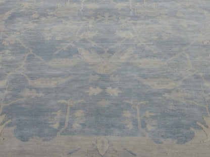 Fine Oushak White Wash Natural-dye 9'0"x12'0" Hand-knotted Rug -W11074