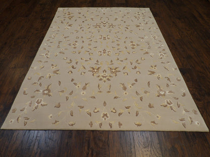 Modern Tibetan Flower Design High Low 6'0"x9'0" Hand-knotted Rug -w728