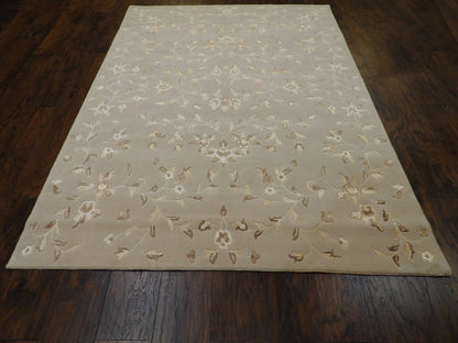 Modern Tibetan Flower Design High Low 6'0"x9'0" Hand-knotted Rug -w728