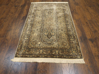 Fine Silk Shalimar Tabriz 4'0"x6'0" Hand-knotted Rug -con-10a