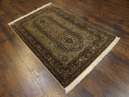 Fine Silk Shalimar Tabriz 4'0"x6'0" Hand-knotted Rug -con-10a