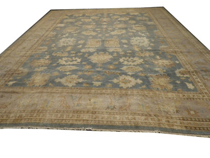 Turk Oushak Vege Dye White Wash Hand knotted Rug 12'0"x15'0" - w742