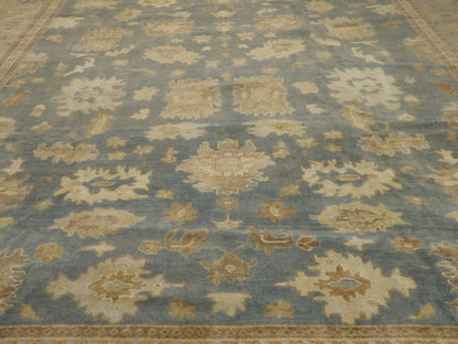 Turk Oushak Vege Dye White Wash Hand knotted Rug 12'0"x15'0" - w742