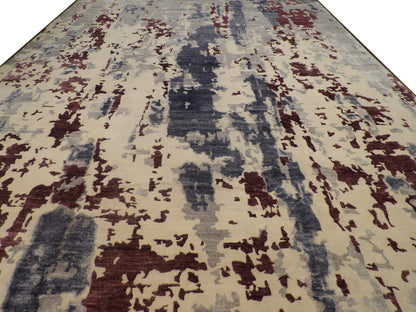 Modern Abstract Carved Wool/silk Hand knotted Rug 12'0" X 15'0"  - w800