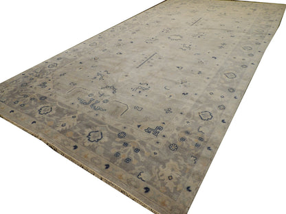 Turk Oushak Vege Dye White Wash Hand knotted Rug 8'3" x 15'8" -  W11312