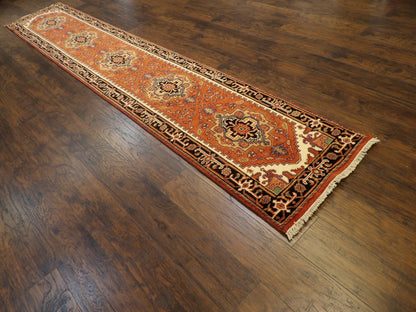 Tribal Heriz Hand knotted Wool Rug 2'6" x13'10"- W801