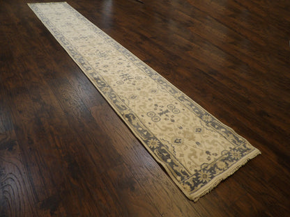 Turk Oushak Vege Dye White Wash Hand knotted Rug 2'7" x 15'9" -  W802