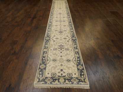 Turk Oushak Vege Dye White Wash Hand knotted Rug 2'7" x 15'9" -  W802