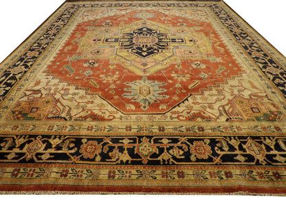 Tribal Heriz Antique Wash Hand-knotted Rug 11'8"x14'10" - w803