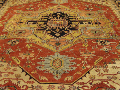 Tribal Heriz Antique Wash Hand-knotted Rug 11'8"x14'10" - w803