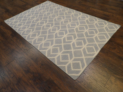 Flatweave Modern Coastal Hand knotted  Wool Rug 5'0" x 8'0" - W820