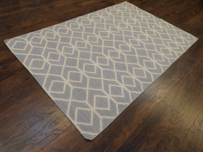 Flatweave Modern Coastal Hand knotted  Wool Rug 5'0" x 8'0" - W820