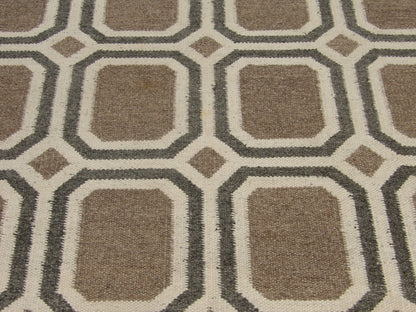 Coastal Flat-Weave Indoor/Outdoor Beach Hand knotted Wool Rug 5'5" x 7'3" - W11134