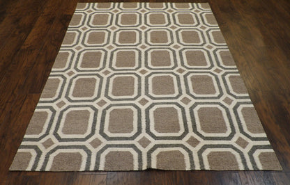 Coastal Flat-Weave Indoor/Outdoor Beach Hand knotted Wool Rug 5'5" x 7'3" - W11134