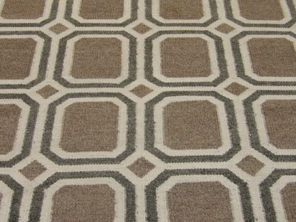 Coastal Flat-Weave Indoor/Outdoor Beach Hand knotted Wool Rug 5'5" x 7'3" - W11134