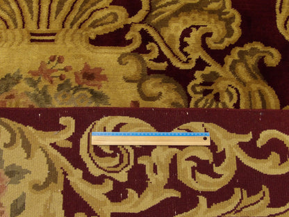 Gold & Red European Abusson Design High Pile rug in room setting